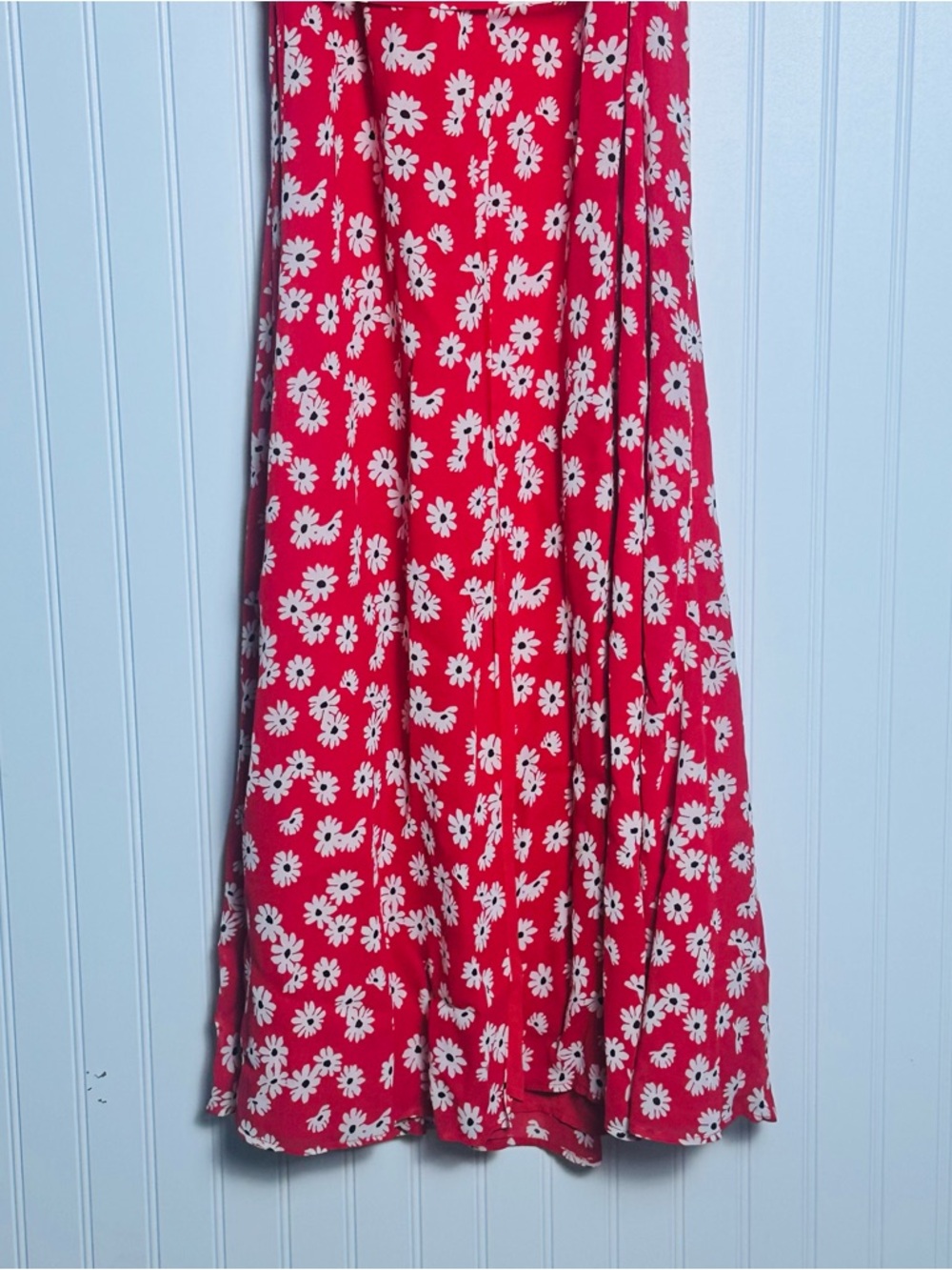 Reformation Red Oopsie Daisy Floral Carina Georgette Wrap Midi Dress Size L - Picture 5 of 13